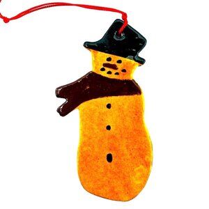 Vintage Ned Foltz Christmas Ornament Snowman Redware Pottery 90’s